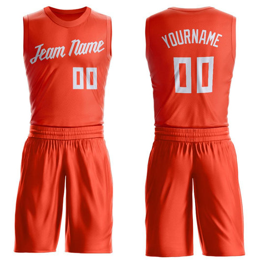 Custom Orange White Round Neck Basketball Uniform Jersey - Main View