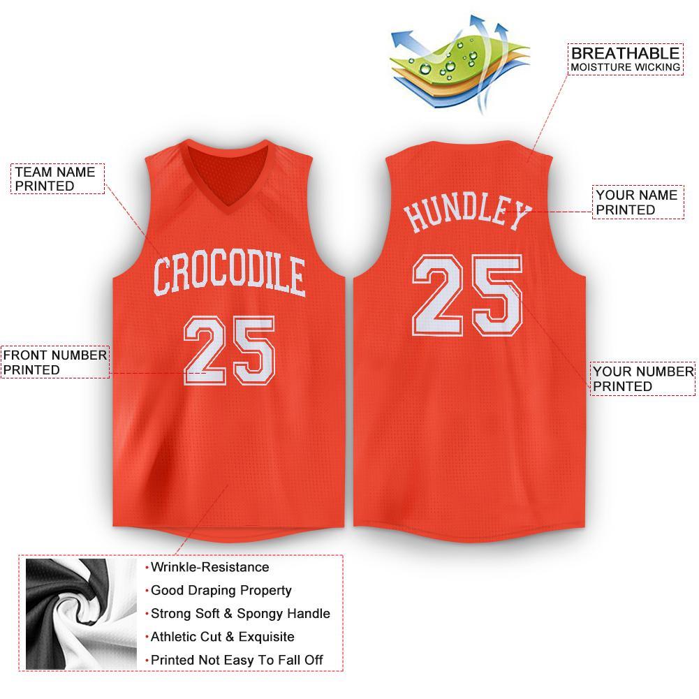 Custom Orange White V-Neck Basketball Jersey view 2
