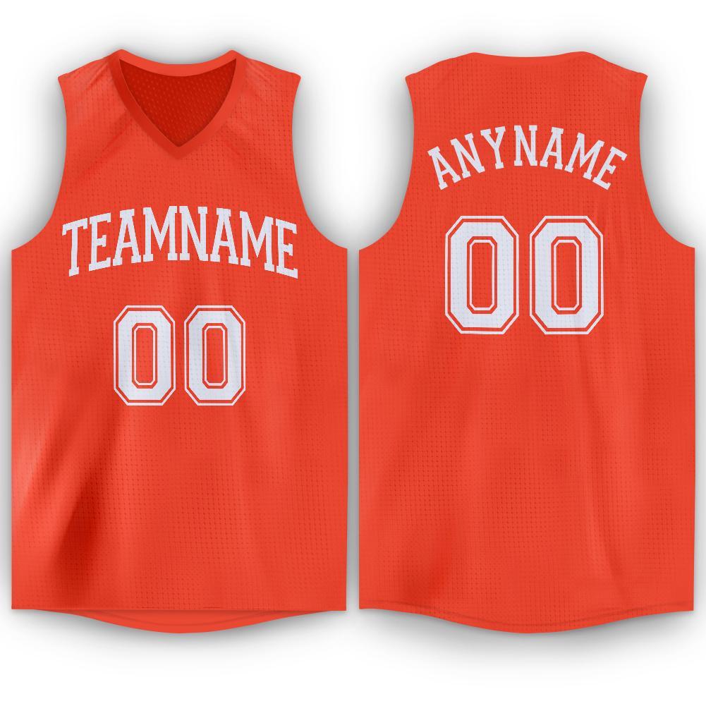 Custom Orange White V-Neck Basketball Jersey - Main View