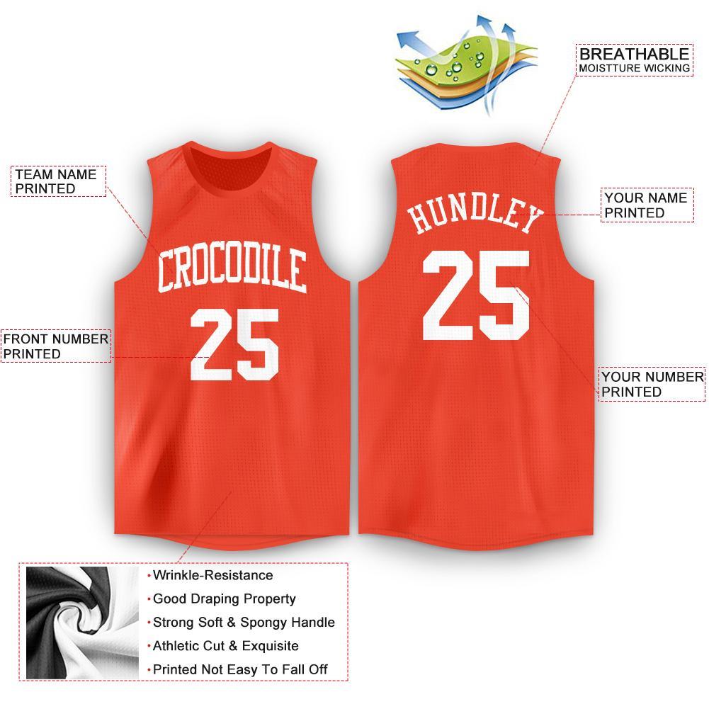 Custom Orange White Round Neck Basketball Jersey view 2