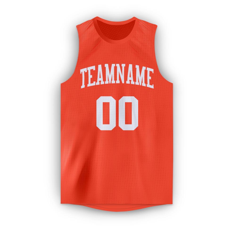 Custom Orange White Round Neck Basketball Jersey view 5