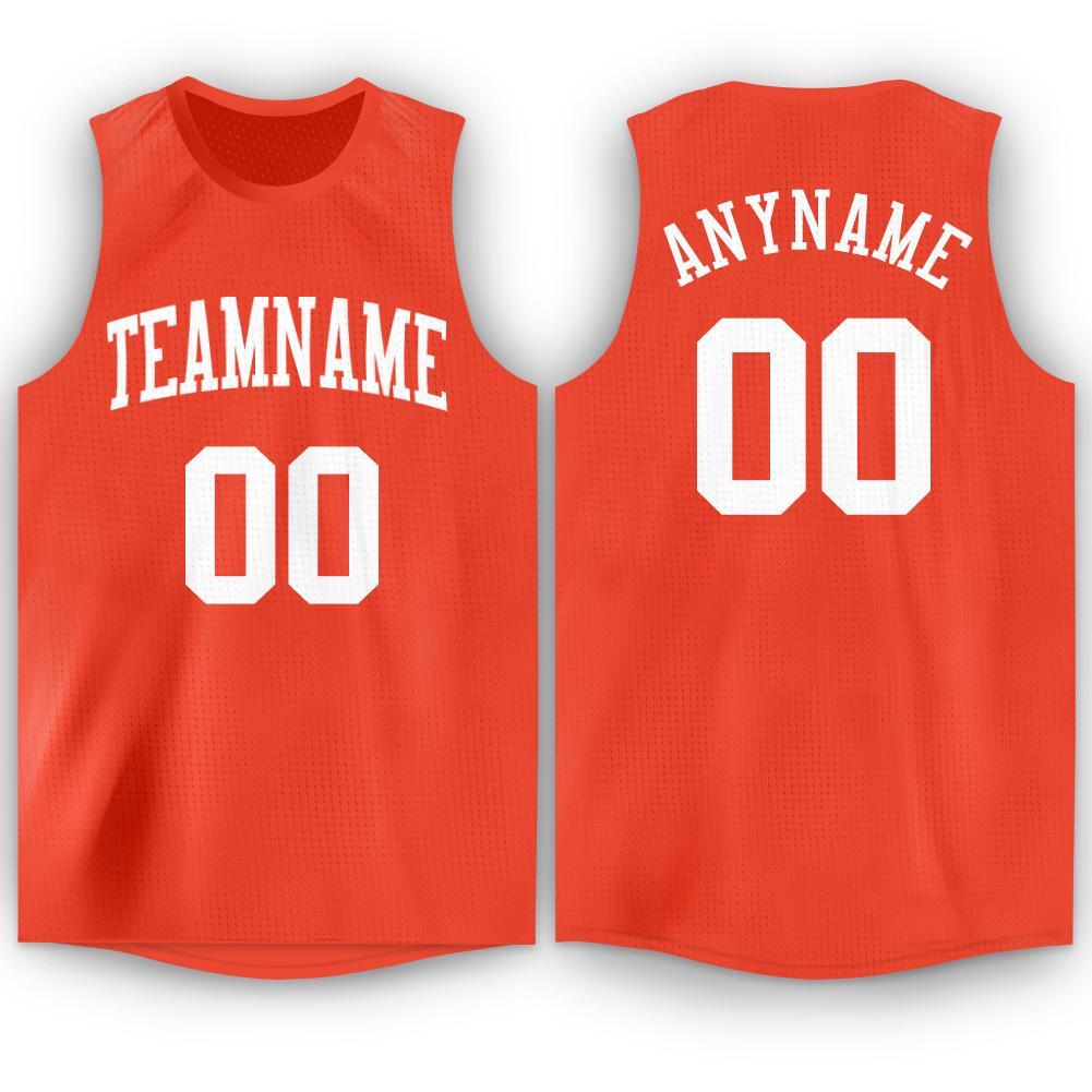 Custom Orange White Round Neck Basketball Jersey - Main View