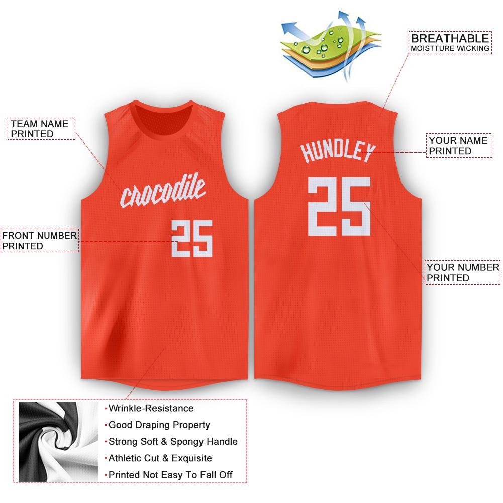 Custom Orange White Round Neck Basketball Jersey view 2