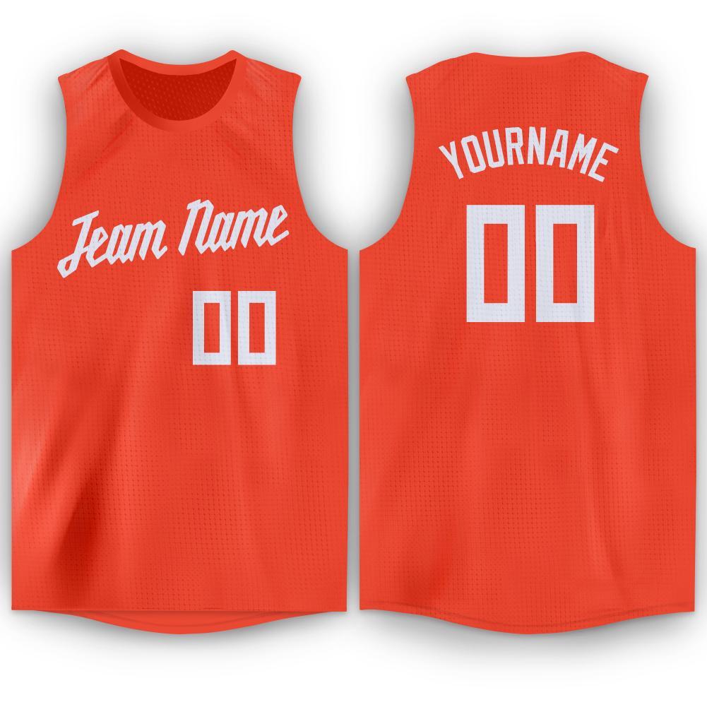 Custom Orange White Round Neck Basketball Jersey - Main View