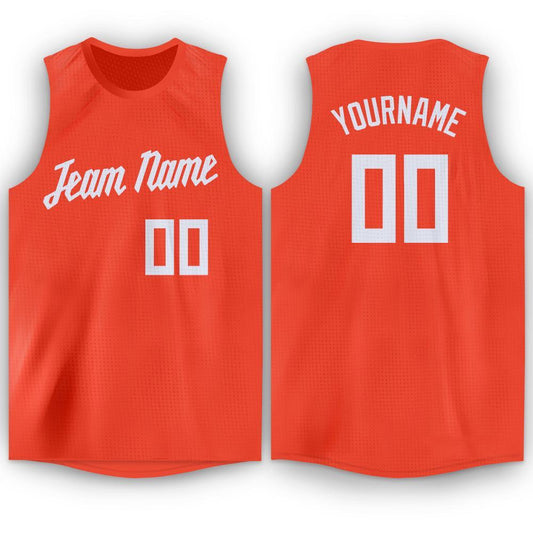 Custom Orange White Round Neck Basketball Jersey - Main View