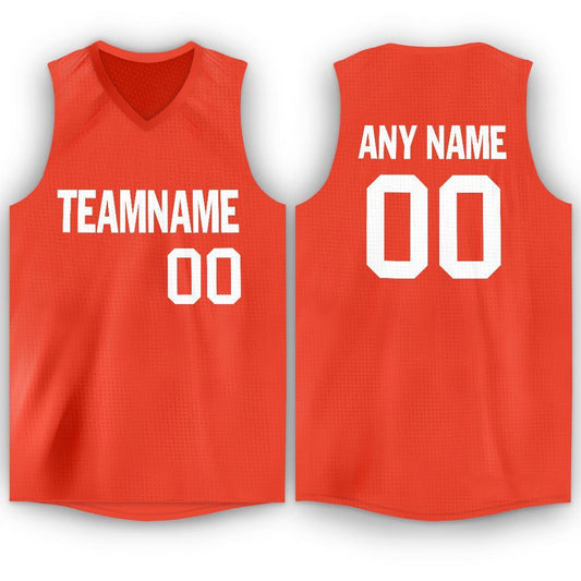Custom Orange White V-Neck Basketball Jersey - Main View