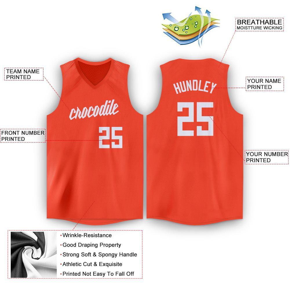 Custom Orange White V-Neck Basketball Jersey view 2