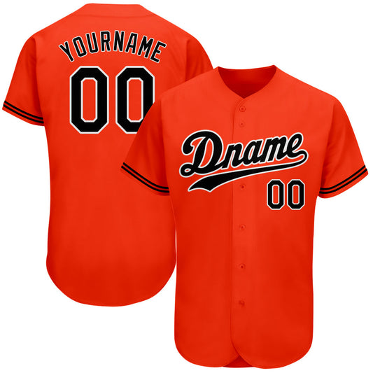 Custom Orange Black-White Authentic Baseball Jersey - Main View