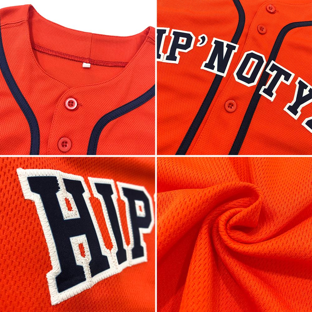 Custom Orange Black-White Authentic Baseball Jersey view 6