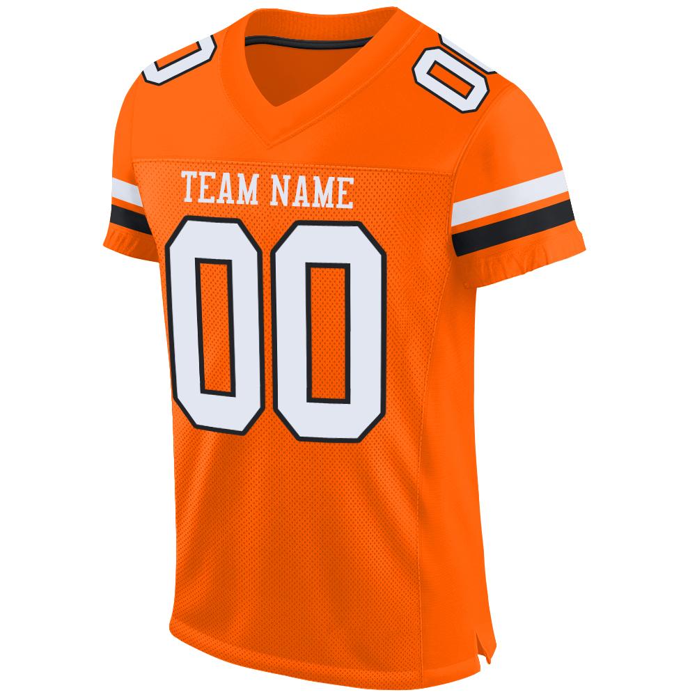 Custom Orange White-Black Mesh Authentic Football Jersey view 3