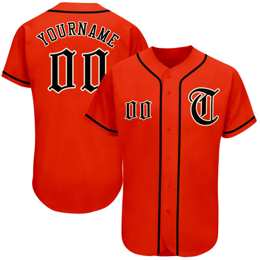 Custom Orange Black-Cream Authentic Baseball Jersey - Main View