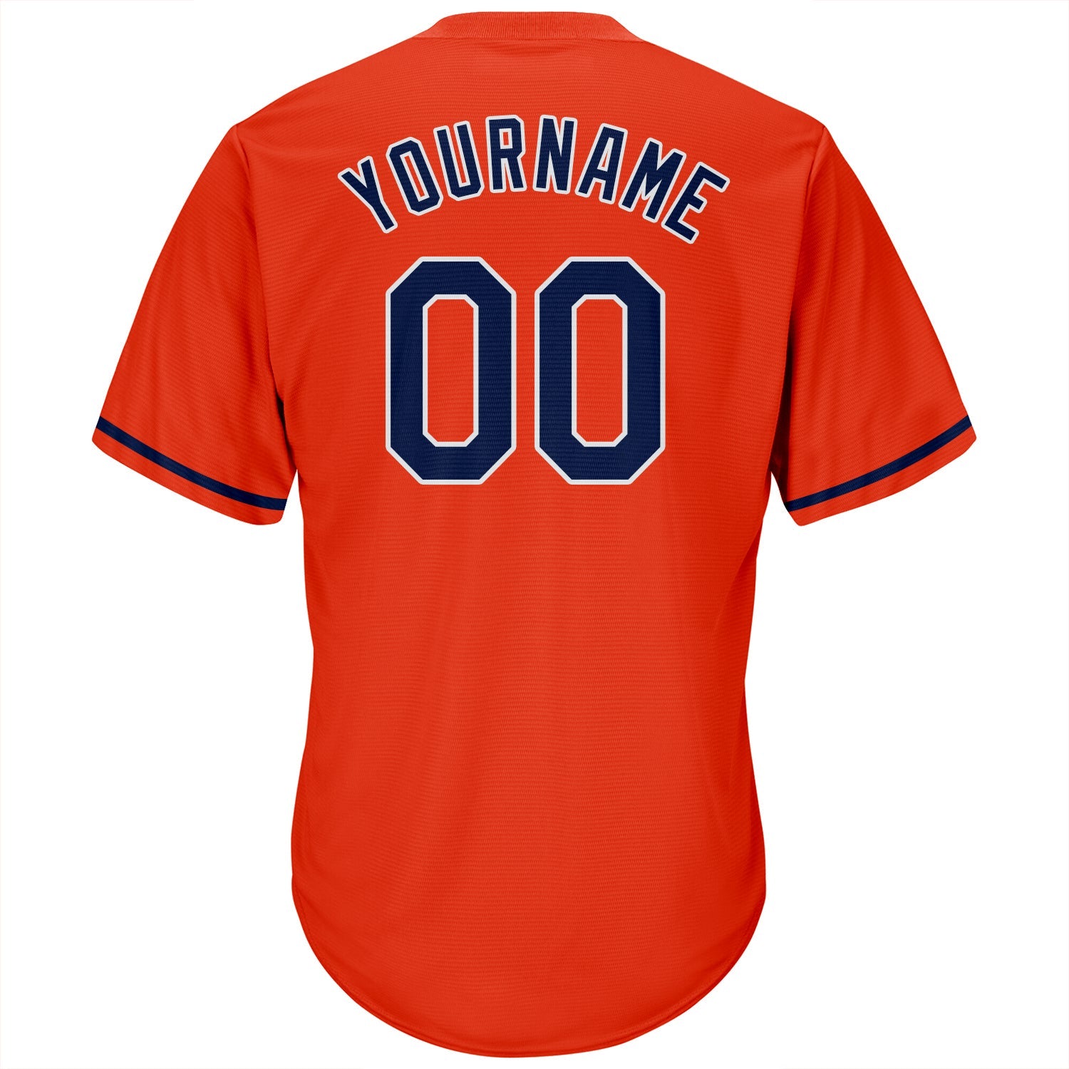 Custom Orange Navy-White Authentic Throwback Rib-Knit Baseball Jersey Shirt view 3