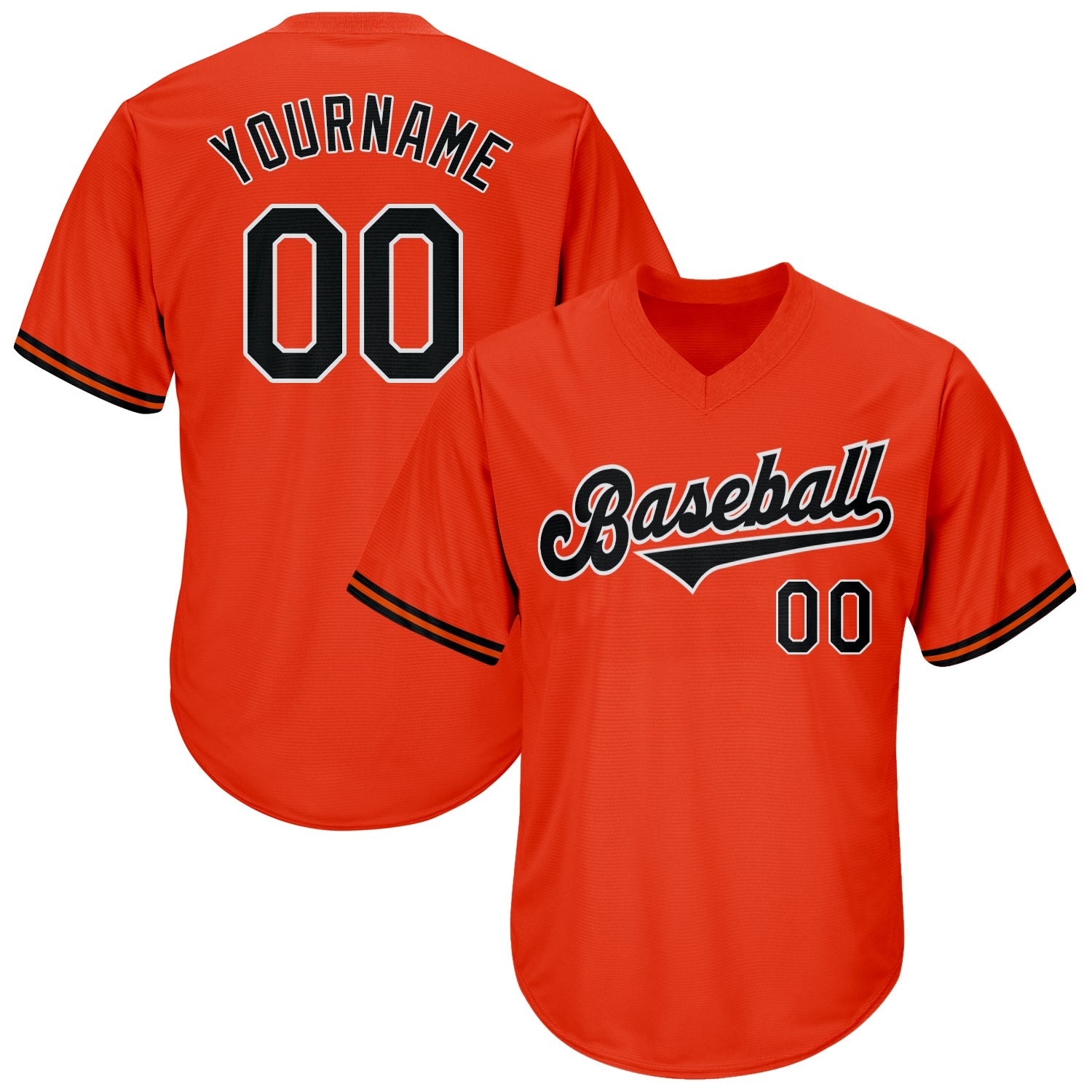 Custom Orange Black-White Authentic Throwback Rib-Knit Baseball Jersey Shirt - Main View