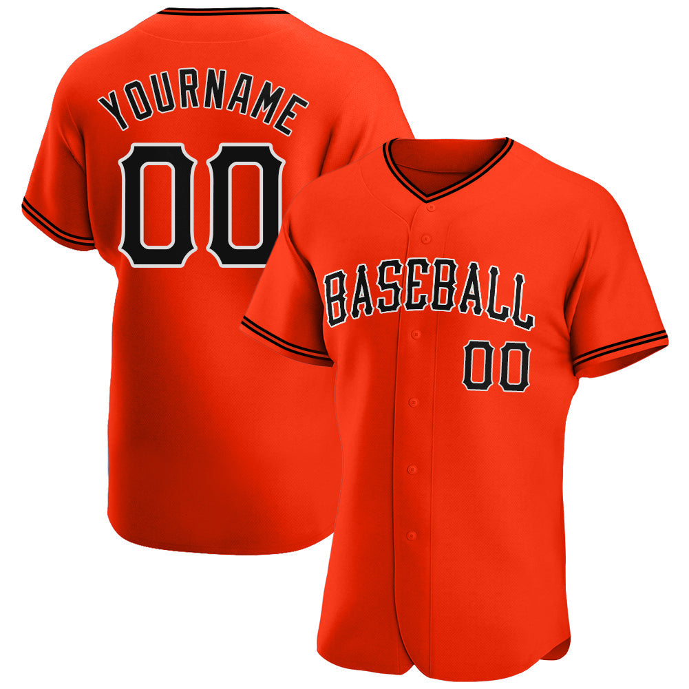 Custom Orange Black-White Authentic Baseball Jersey - Main View