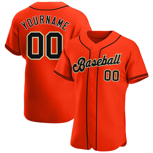 Custom Orange Black-Cream Authentic Baseball Jersey - Main View