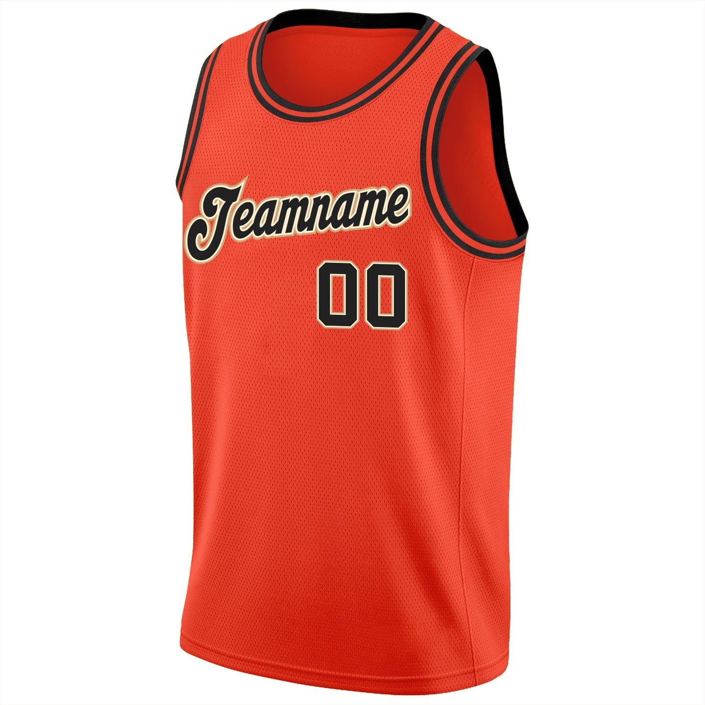 Custom Orange Black-Cream Round Neck Rib-Knit Basketball Jersey view 5