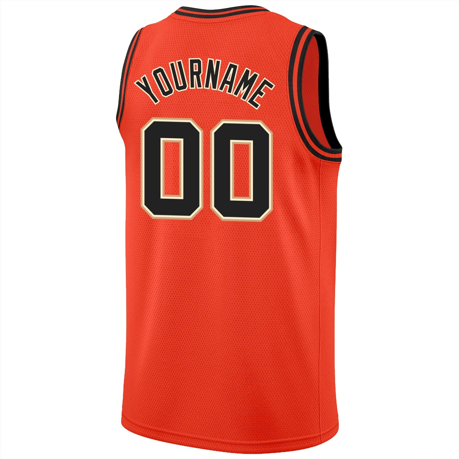 Custom Orange Black-Cream Round Neck Rib-Knit Basketball Jersey view 6