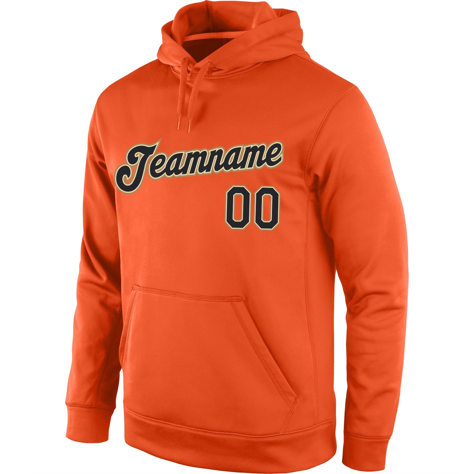 Custom Stitched Orange Black-Old Gold Sports Pullover Sweatshirt Hoodie view 3
