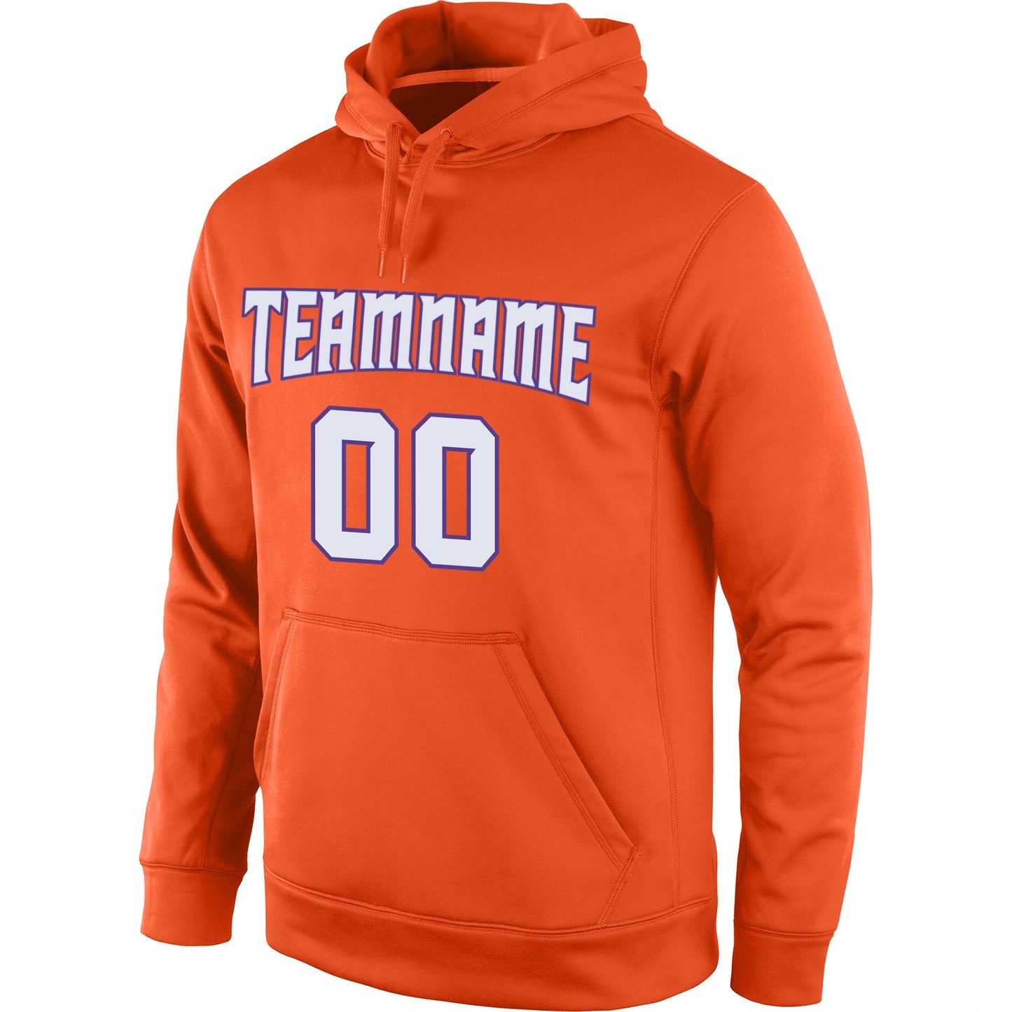 Custom Stitched Orange White-Purple Sports Pullover Sweatshirt Hoodie view 2