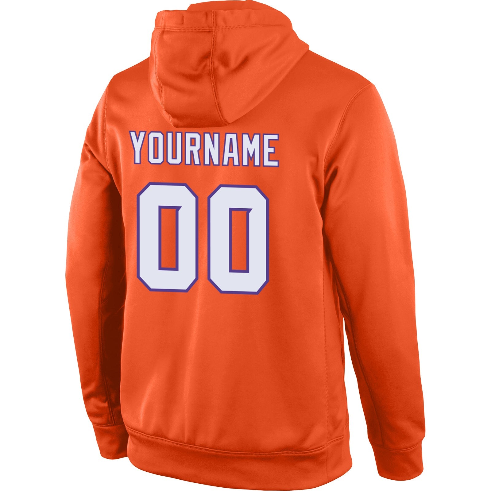 Custom Stitched Orange White-Purple Sports Pullover Sweatshirt Hoodie view 3