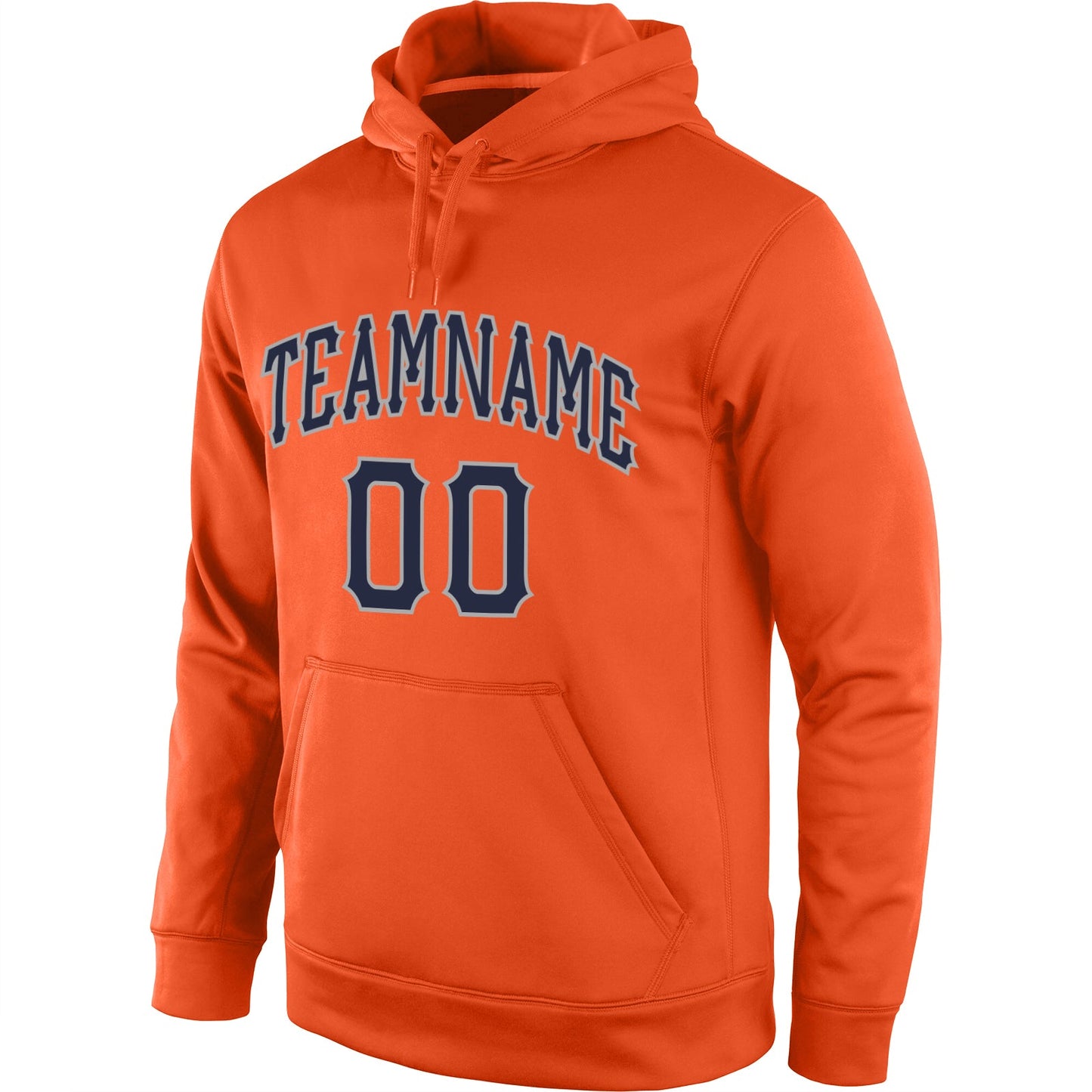 Custom Stitched Orange Navy-Gray Sports Pullover Sweatshirt Hoodie view 2