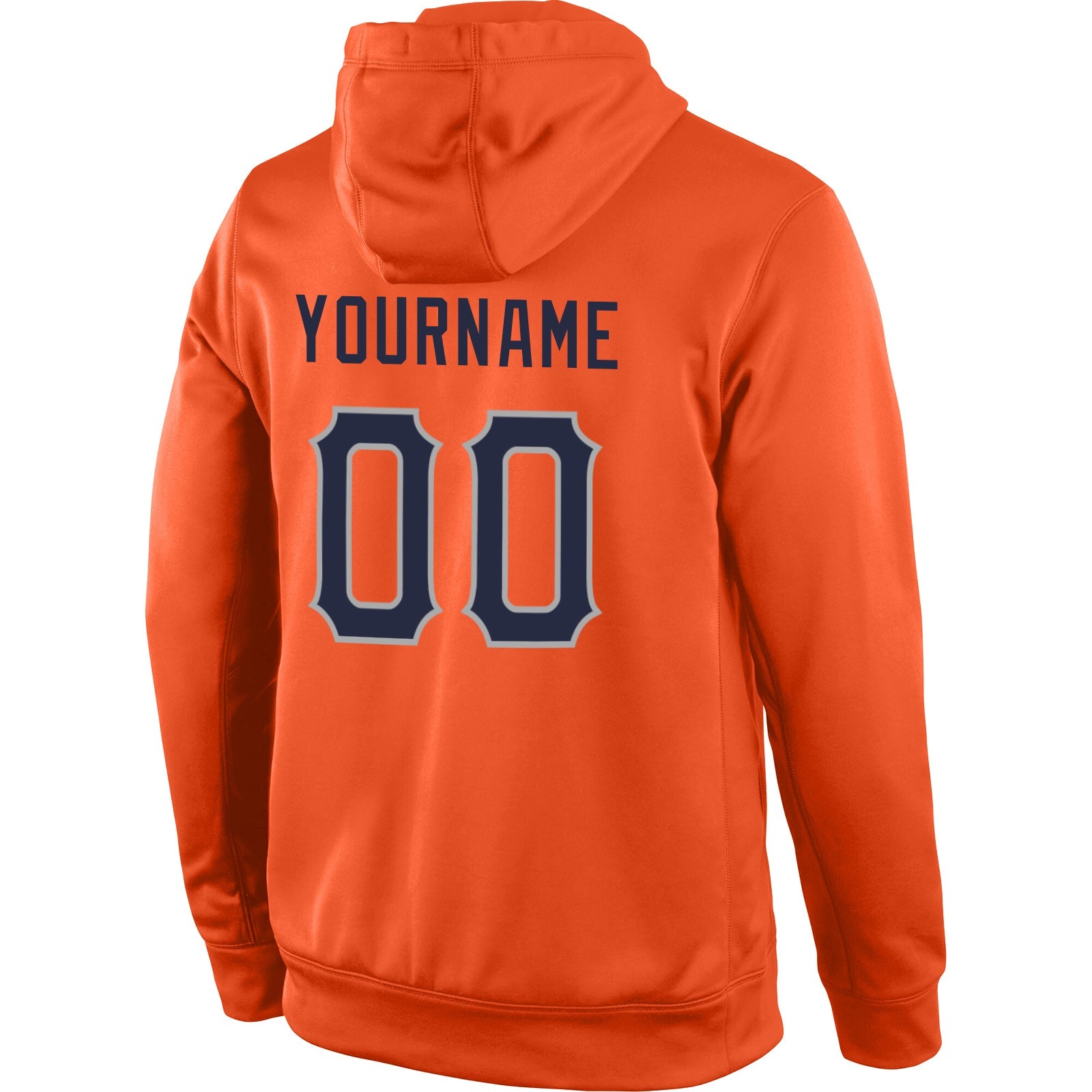Custom Stitched Orange Navy-Gray Sports Pullover Sweatshirt Hoodie view 3