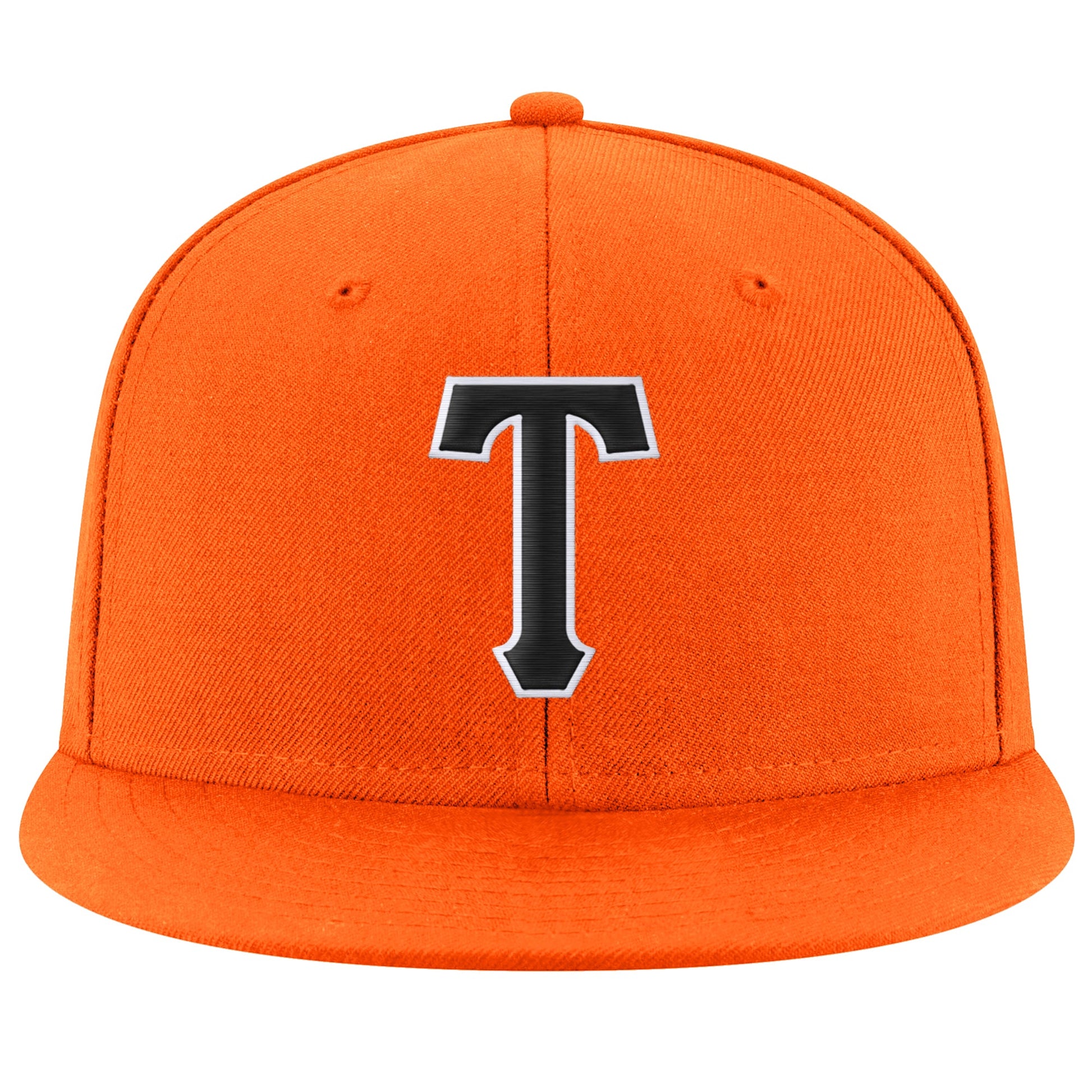 Custom Orange Black-White Stitched Adjustable Snapback Hat view 2