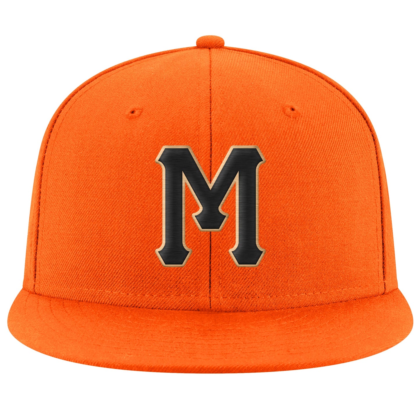 Custom Orange Black-Old Gold Stitched Adjustable Snapback Hat view 2