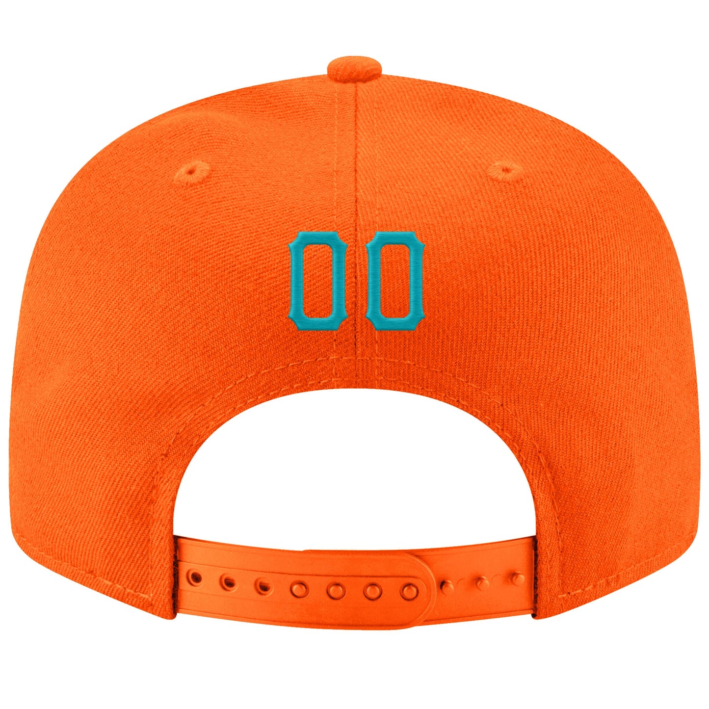 Custom Orange Aqua-White Stitched Adjustable Snapback Hat view 3