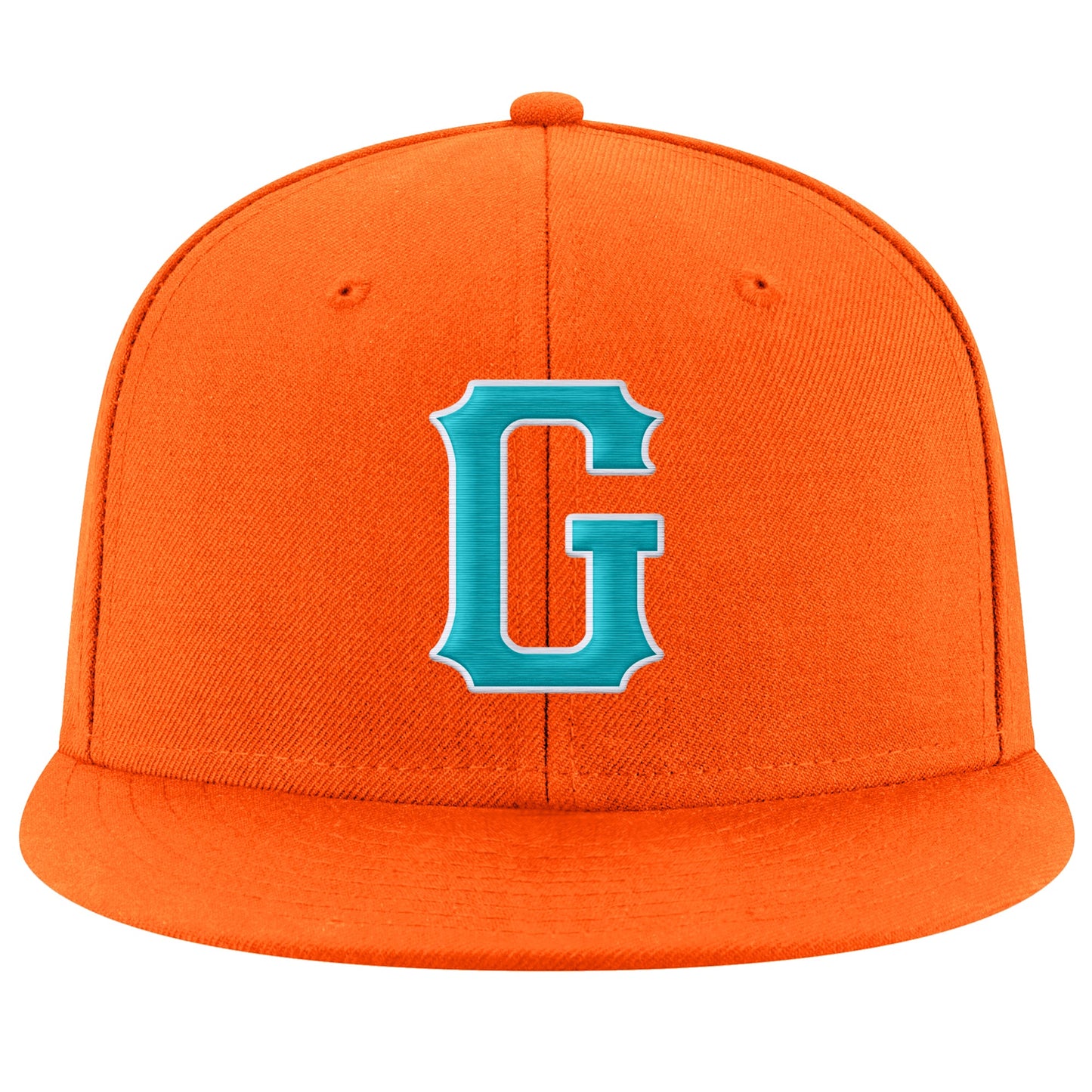 Custom Orange Aqua-White Stitched Adjustable Snapback Hat view 2