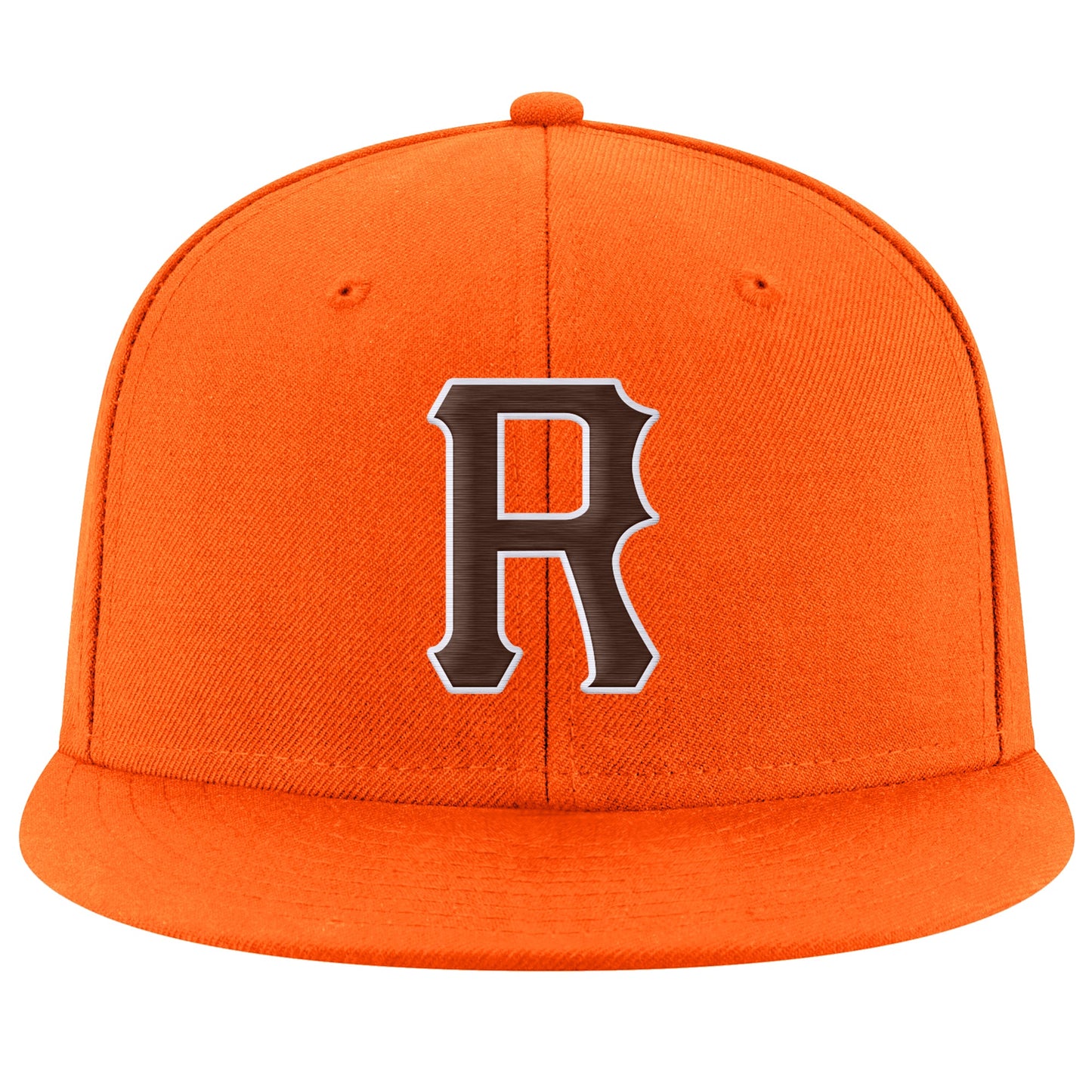 Custom Orange Brown-White Stitched Adjustable Snapback Hat view 2
