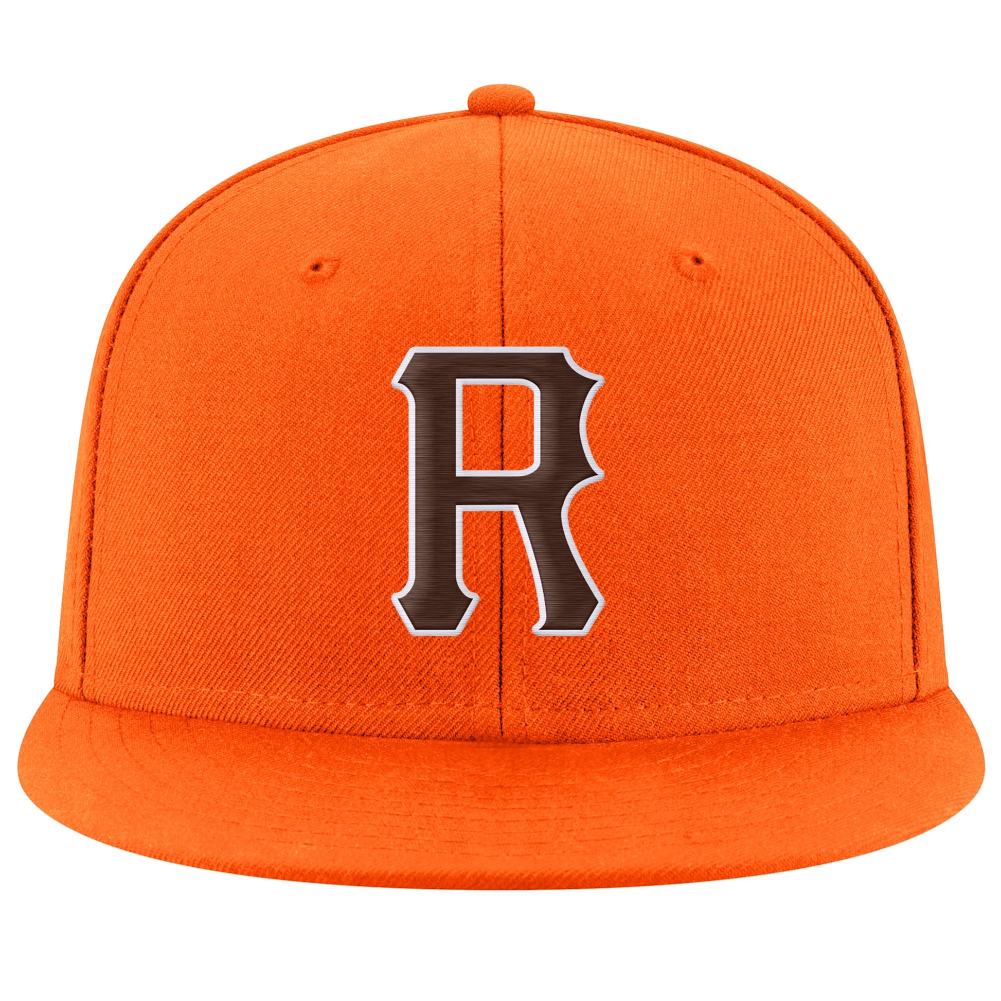 Custom Orange Brown-White Stitched Adjustable Snapback Hat view 2
