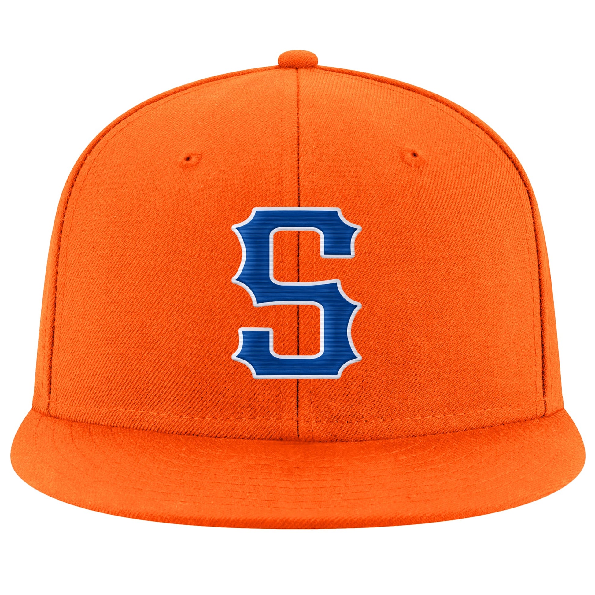 Custom Orange Royal-White Stitched Adjustable Snapback Hat view 2