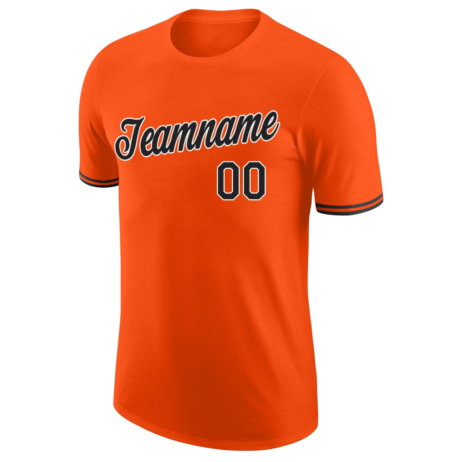 Custom Orange Black-White Performance T-Shirt view 5