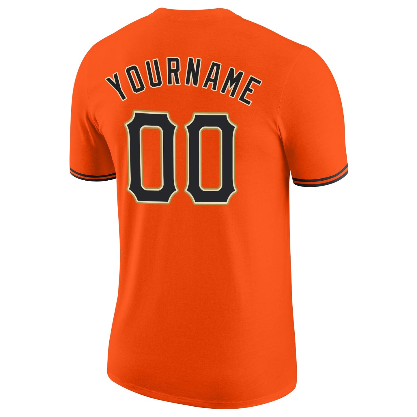 Custom Orange Black-Old Gold Performance T-Shirt view 6