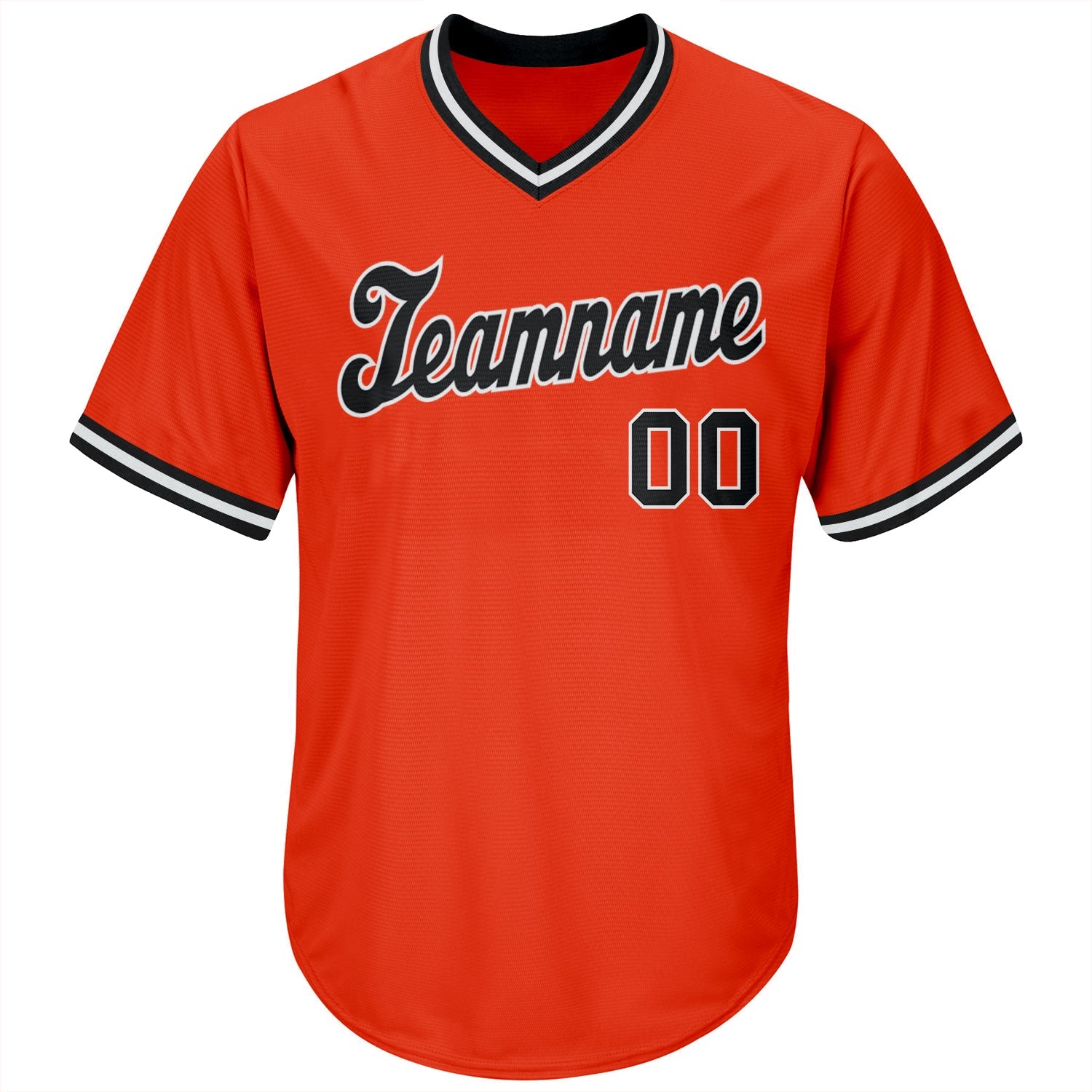 Custom Orange Black-White Authentic Throwback Rib-Knit Baseball Jersey Shirt view 2