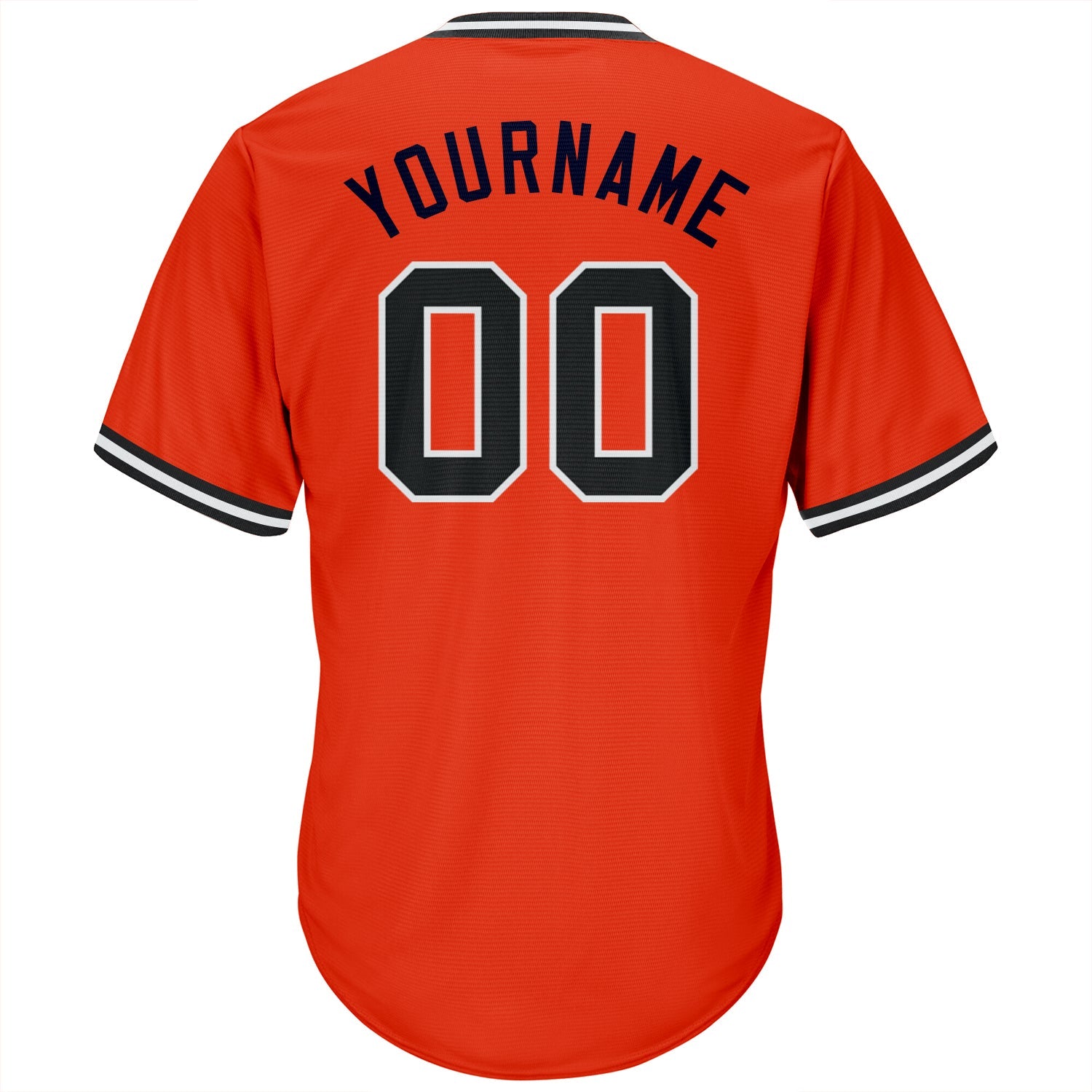 Custom Orange Black-White Authentic Throwback Rib-Knit Baseball Jersey Shirt view 3