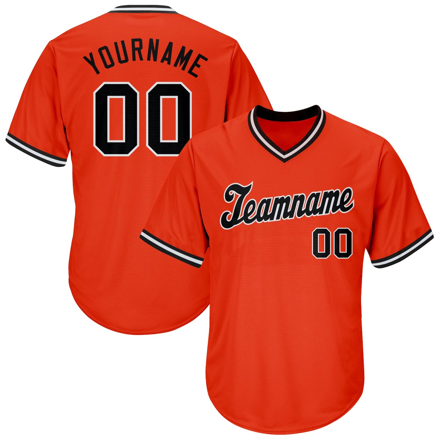 Custom Orange Black-White Authentic Throwback Rib-Knit Baseball Jersey Shirt - Main View