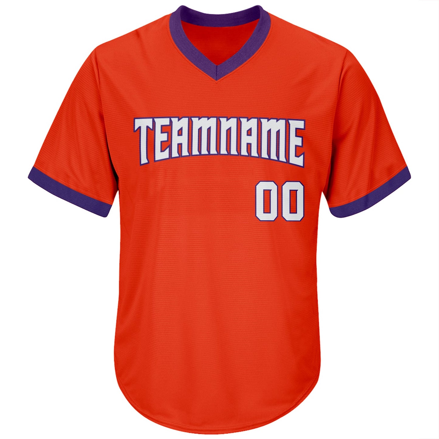 Custom Orange White-Purple Authentic Throwback Rib-Knit Baseball Jersey Shirt view 2