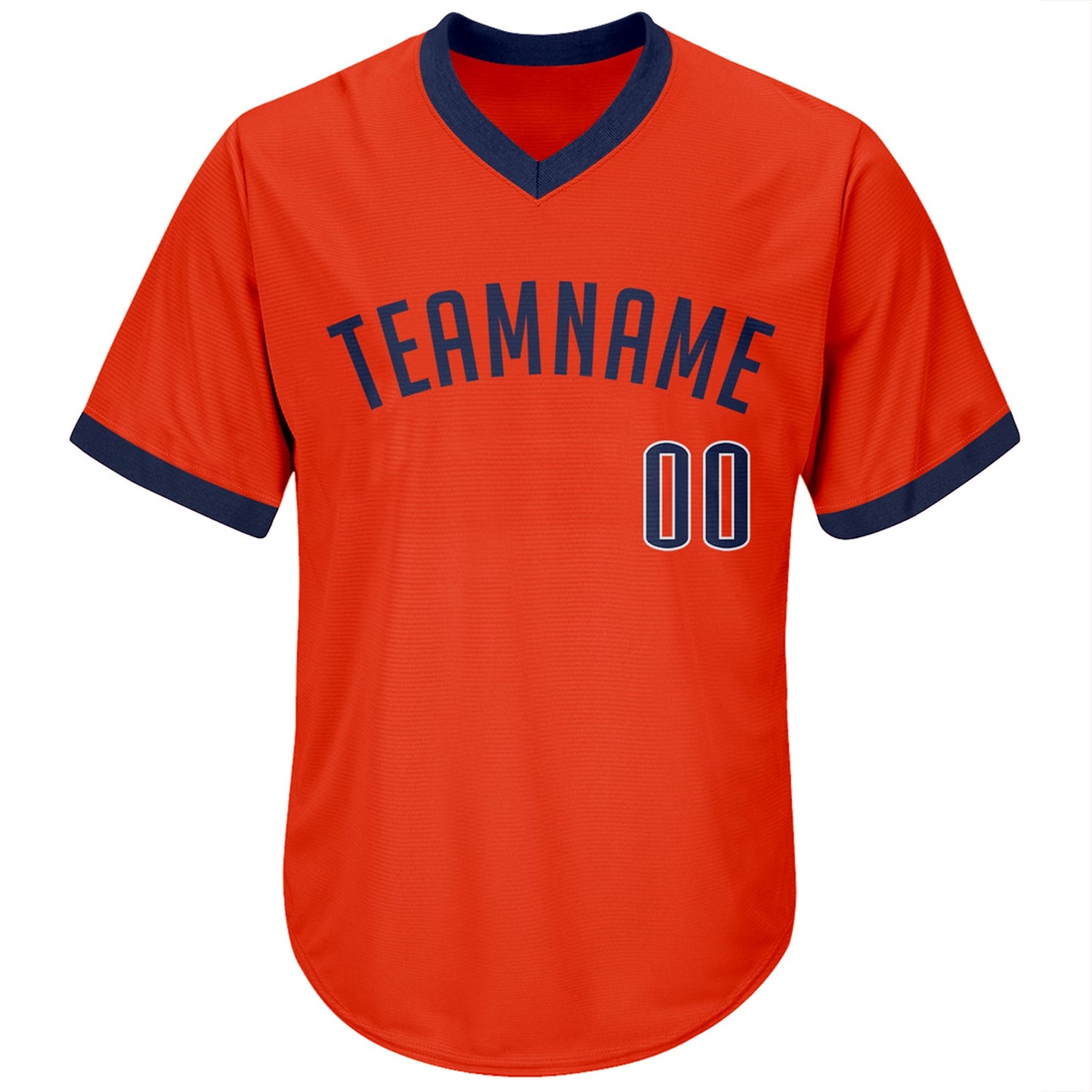 Custom Orange Navy-White Authentic Throwback Rib-Knit Baseball Jersey Shirt view 2