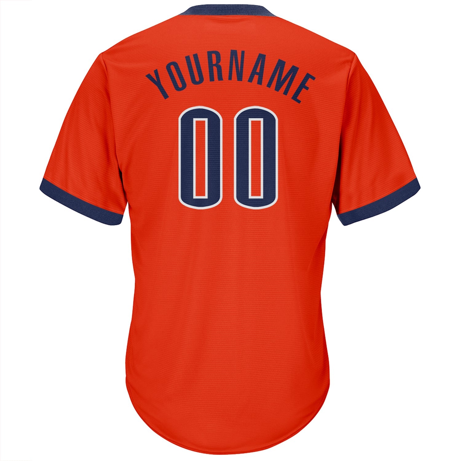 Custom Orange Navy-White Authentic Throwback Rib-Knit Baseball Jersey Shirt view 3