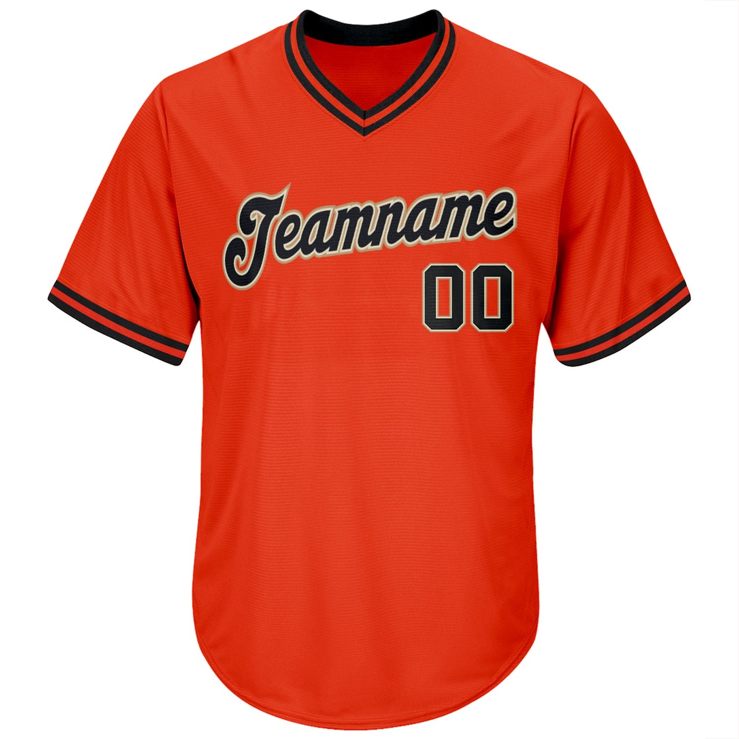 Custom Orange Black-Old Gold Authentic Throwback Rib-Knit Baseball Jersey Shirt view 2