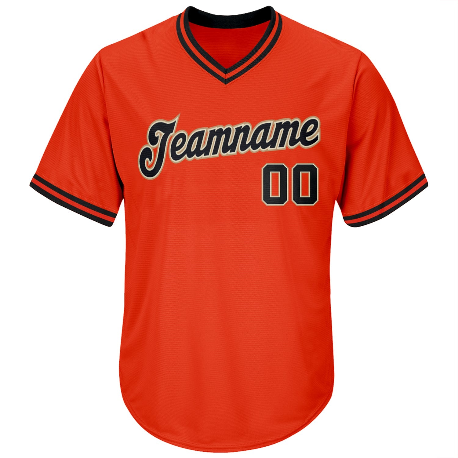 Custom Orange Black-Old Gold Authentic Throwback Rib-Knit Baseball Jersey Shirt view 2