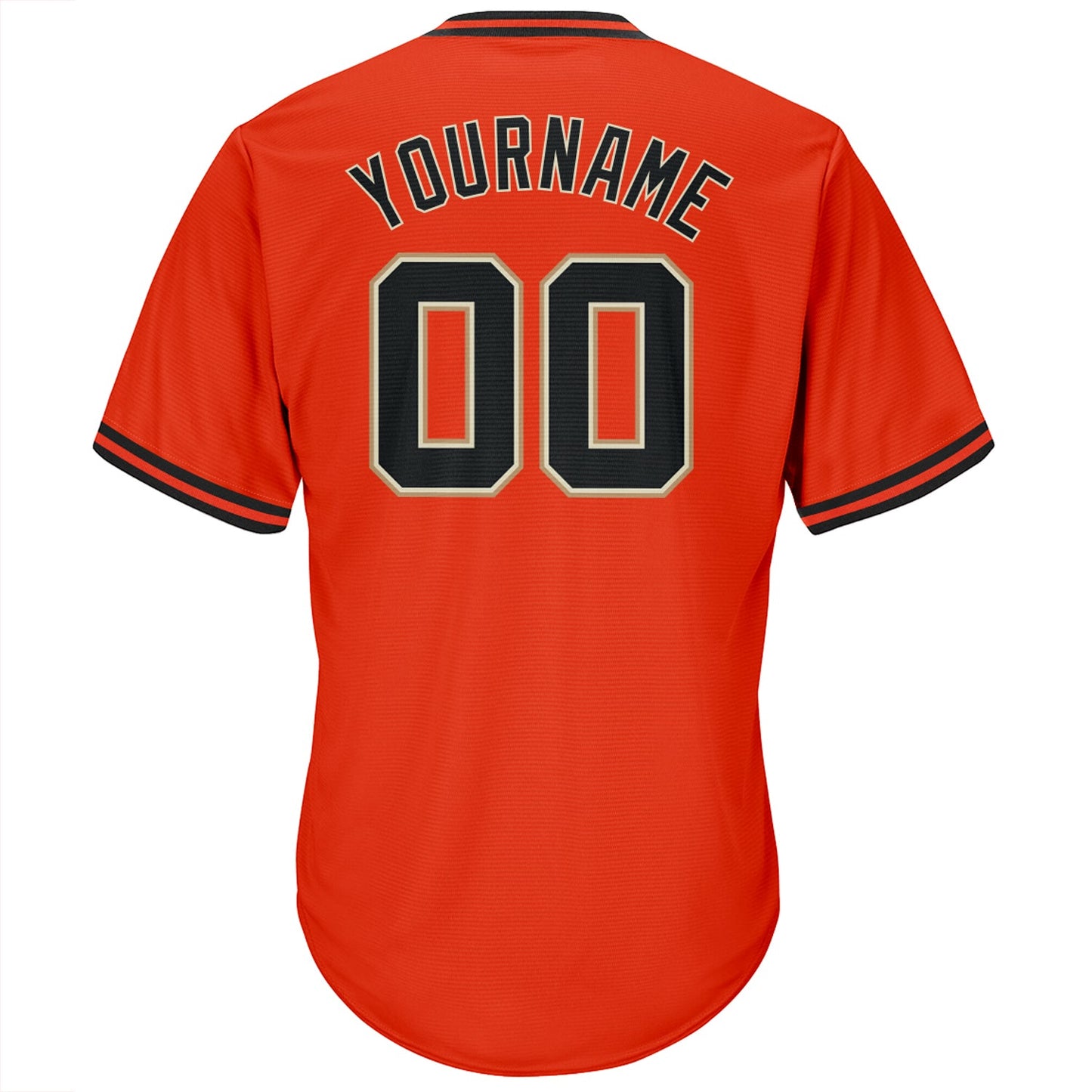Custom Orange Black-Old Gold Authentic Throwback Rib-Knit Baseball Jersey Shirt view 3