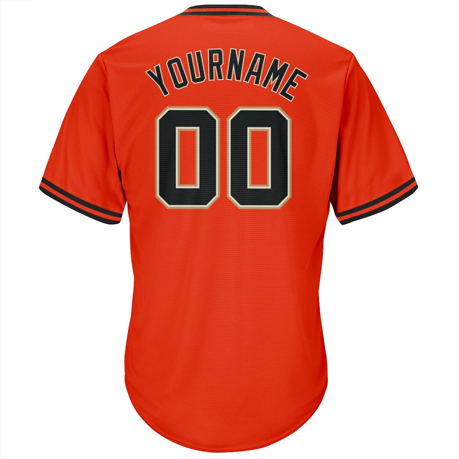 Custom Orange Black-Old Gold Authentic Throwback Rib-Knit Baseball Jersey Shirt view 3