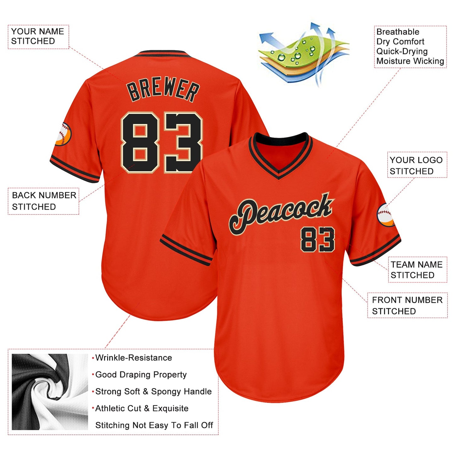 Custom Orange Black-Old Gold Authentic Throwback Rib-Knit Baseball Jersey Shirt view 4