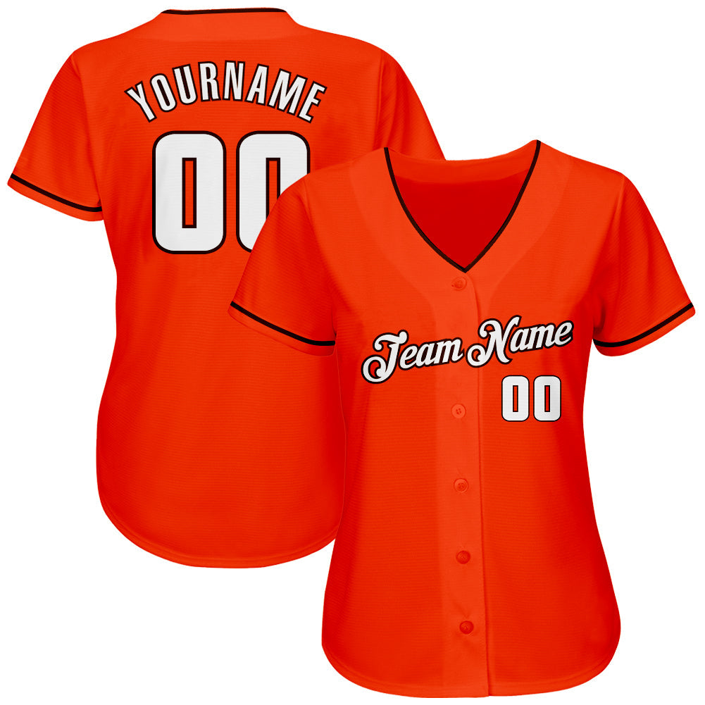 Custom Orange White-Brown Authentic Baseball Jersey view 2