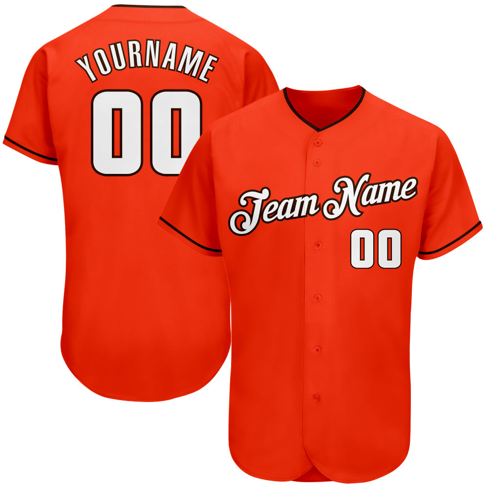 Custom Orange White-Brown Authentic Baseball Jersey - Main View