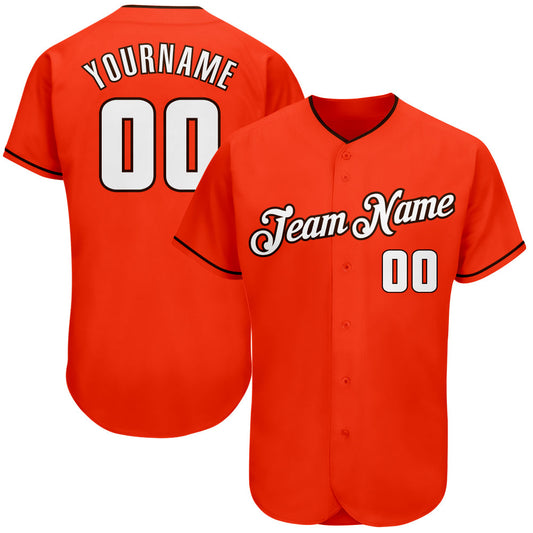 Custom Orange White-Brown Authentic Baseball Jersey - Main View
