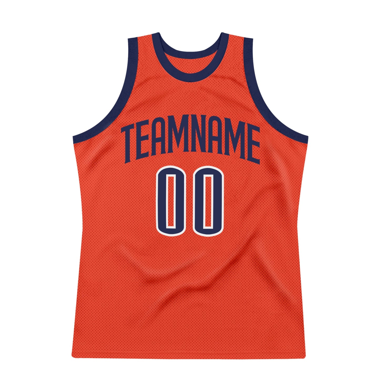Custom Orange Navy-White Authentic Throwback Basketball Jersey view 7